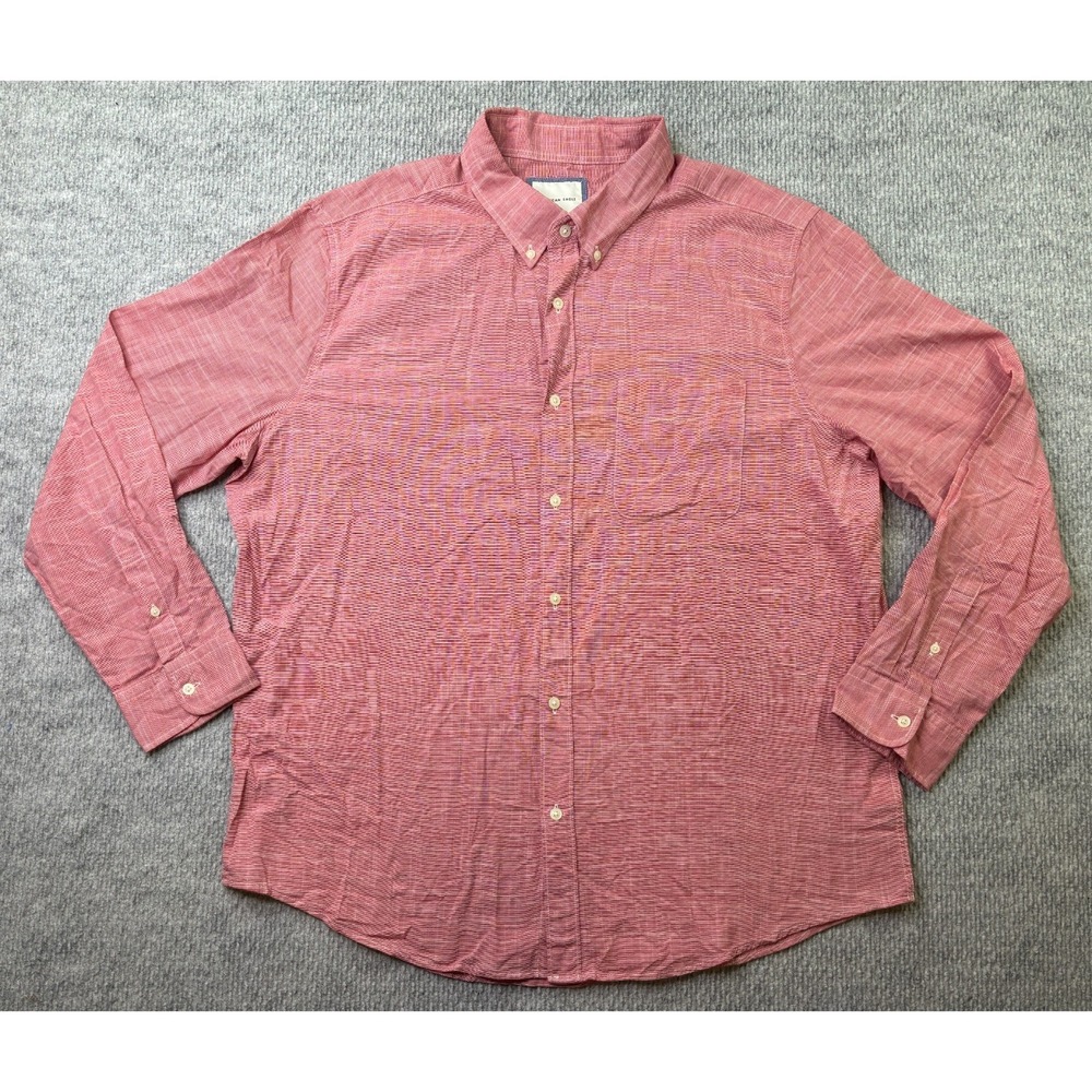 American Eagle Mens XXL Red White Button Down Shirt 100% Cotton Long Sleeve